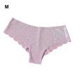 thumbnail image 3 of Qarigey Bragas con letras impresas para mujer, ropa interior amigable con la piel, calzoncillos de seda, cintura baja, ropa interior íntima Ropa interior Púrpura METRO, 3 of 6