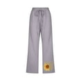 thumbnail image 4 of ICHUANYI Clearance Fashion Womens Casual Printing Elastic Loose Pants Straight Wide Leg Trousers With Pocket(Gray, L) ICHUANYI WER2023081206206, 4 of 5