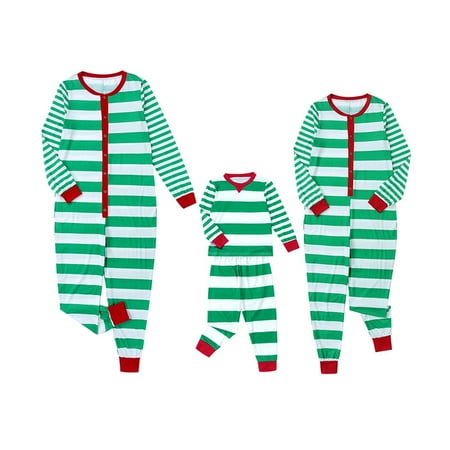 

Pudcoco Casual Family Parent-child Jumpsuit Fashion Stripe Printing Round Neck Long One-piece Pajamas