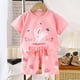 thumbnail image 1 of Traje de manga corta de algodón puro para niños, ropa fina de verano para bebés, conjunto de ropa para niñas, ropa para niños de calidad seleccionada, 1 of 5