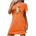 thumbnail image 4 of Sakmal Moomoo House Dress for Women Orange Halloween Short Lightweight Loungewear Pumpkin Print Short Sleeve Nightgowns for Women, 4 of 5