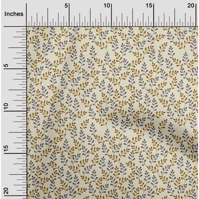 oneOone Tissu Georgette Viscose Imprimé Feuilles, Largeur 42 Pouces