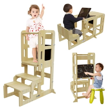 G TALECO GEAR 3 in 1 Toddler Step Stool, Foldable Kids Step Stool Helper, Toddler Tower Standing Stool with Chalkboard for Kitchen and Bathroom
