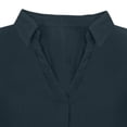 thumbnail image 5 of Women's Cotton Linen Mini Dress V Neck Collared Short Sleeve Dress Summer Vacation Casual Loose Dresses with Pockets, 5 of 6