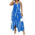 thumbnail image 5 of Women's sling dress， Print Strap Sexy V-Neck Sexy Slim Fit Loose Pockets Irregular Hem Novelty Tie-Dye Maxi Dress For Women, 5 of 8
