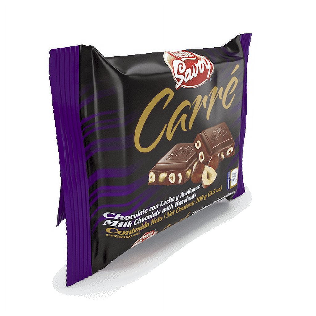 Savoy Carre Hazelnuts Milk Chocolate Bars – 10-Pack (100gr / 3.52oz Each)