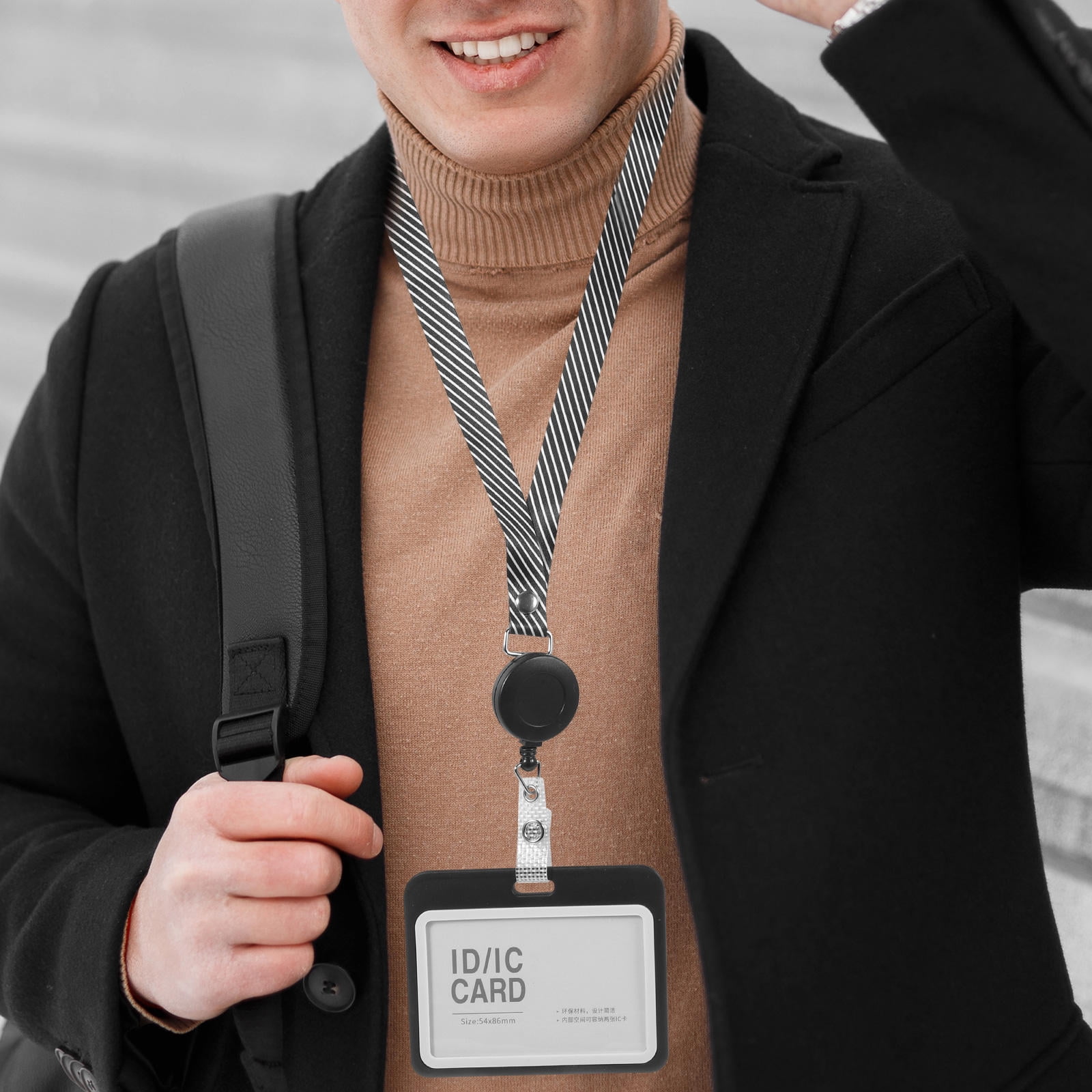 DEEPCRAFF 10 Sets Clear Black Badge Holders Sleeves for Employee Office Security Card Storage and