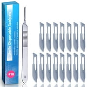 MyMed Pack of 15 Blades and Stainless Steel Scalpel Handle, Size 10,  High Carbon Steel Blades