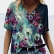 thumbnail image 2 of Camiseta de mujer con estampado floral de manga corta con cuello en V blusa de playa, azul marino, M Advancent AP002484-12, 2 of 4