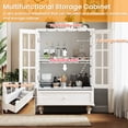 thumbnail image 5 of White Minimalist Buffet Cabinet With Double Glass Doors And Drawer - Functional Versatile For Living Room, Dining Hallway, Entryway Room Modern Wooden Storage Sideboard Cupboard Construction, 5 of 7