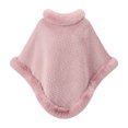 thumbnail image 2 of Women's Fleece Lined Cape Shawl, Thick Warm Fuzzy Trim Poncho Coat, Winter Open Front Outer Wrap for Daily Travel Evening Street Pink-AAA Free Size, 2 of 6