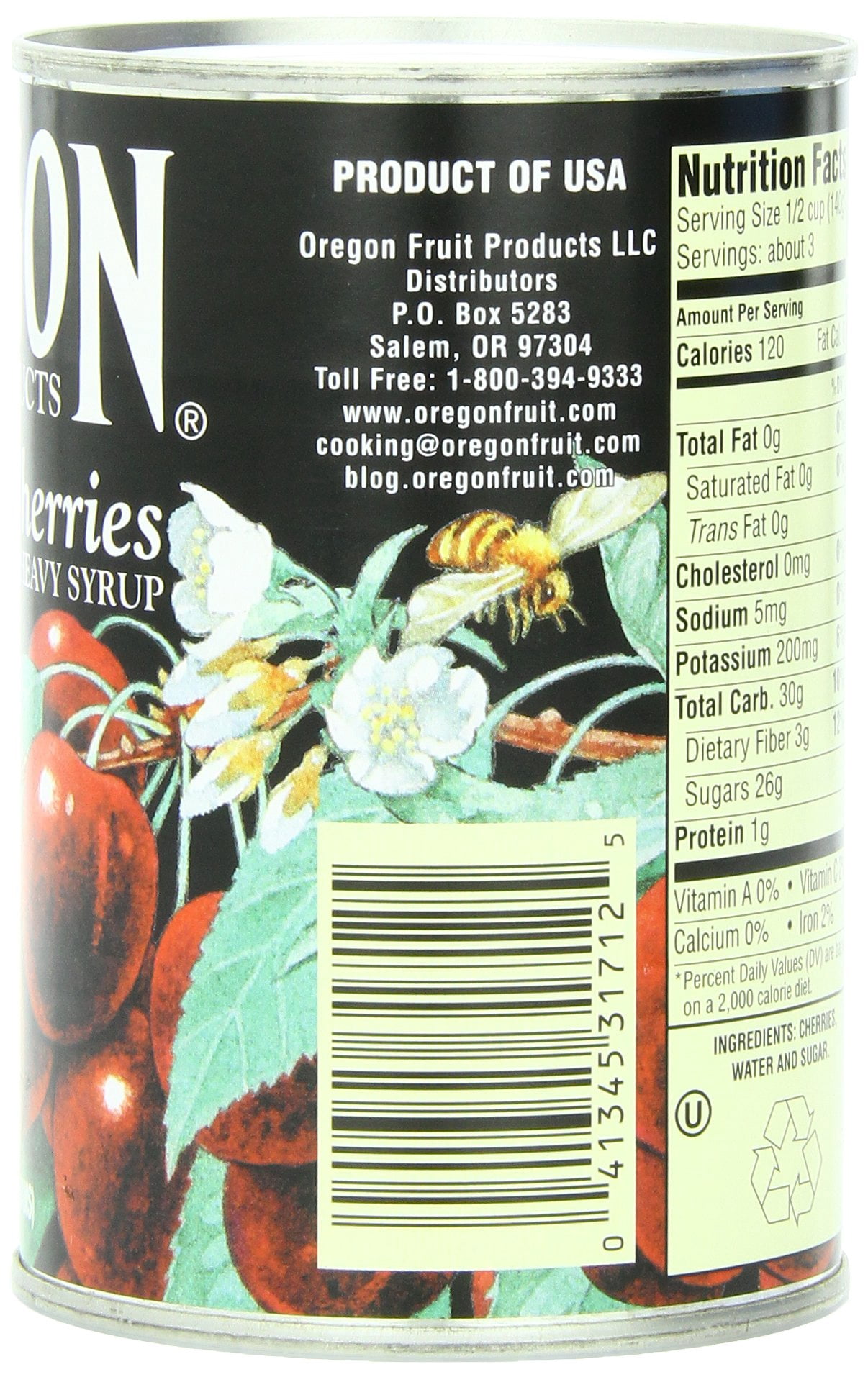 Oregon Fruit Products Dark Sweet Cherries in Heavy Syrup, 15 Ounce (Pack of 8)