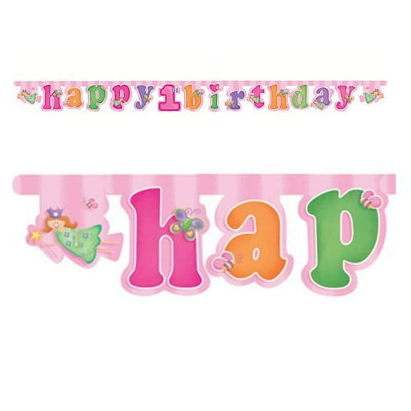 Various Birthday Banner, Jointed, Girl, 1ct