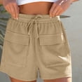 thumbnail image 6 of OSFVNOXV Womens Summer Shorts Plus Size Shorts Casual Elastic Waist Solid Color Drawstring Workout Bottom with Pocket Loungewear Mothers Birthday Gifts ,S-5XL, 6 of 9