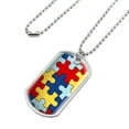 thumbnail image 2 of Autism Awareness Diversity Puzzle Pieces Military Dog Tag Pendant Necklace with Chain, 2 of 4