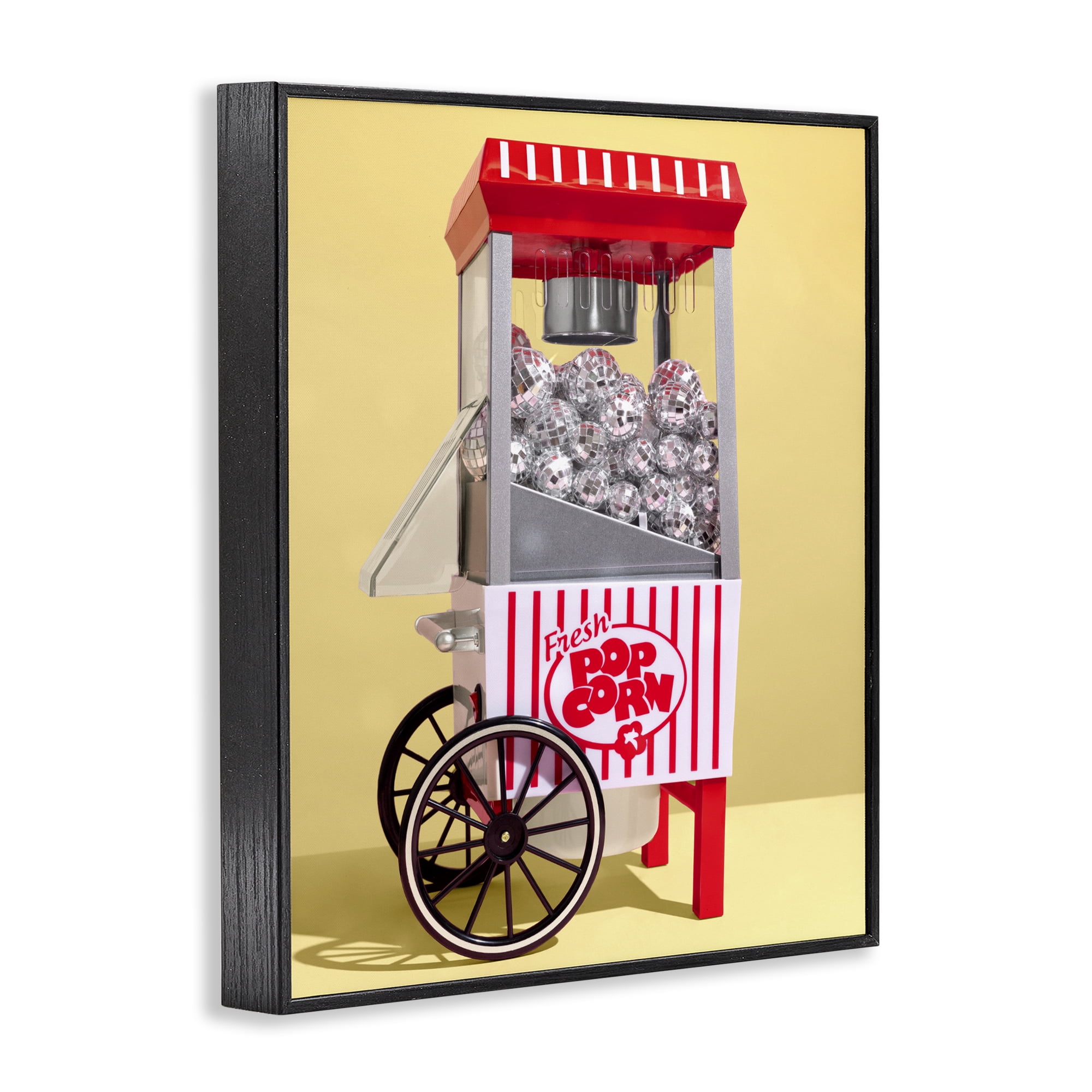 Stupell Industries Disco Popcorn over Yellow Black Framed Giclee Art, design by LISH Creative