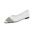 thumbnail image 3 of Women's Wide Width Knit Flats, Breathable Pointed Toe Slip-On Shoes, Comfortable Soft Sole Walking Shoes for Daily Wear, Work, Shopping - Beige/Black/White, 3 of 8
