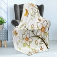 thumbnail image 4 of Autumn Soft Flannel Fleece Blanket, Fauna in Fall Season Color Palette Flowers and Butterflies Warm Image, Cozy Plush for Indoor and Outdoor Use, 50" x 60", Orange Pale Green Black, by Ambesonne, 4 of 5