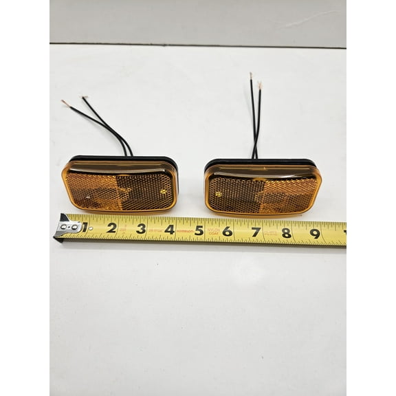 (2) 4" Amber Incandescent Side Marker Clearance Lights Trailer Camper RV Lights