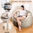 thumbnail image 5 of Baxluxe 4FT Bean Bag Chair: Bean Bag with Velvet Cover, Fluffy and Comfy Bean Bag Chairs for Adults and Kids, Bean Bag Sofa Filled with High-Density Sponge for Gaming (Light Grey), 5 of 7