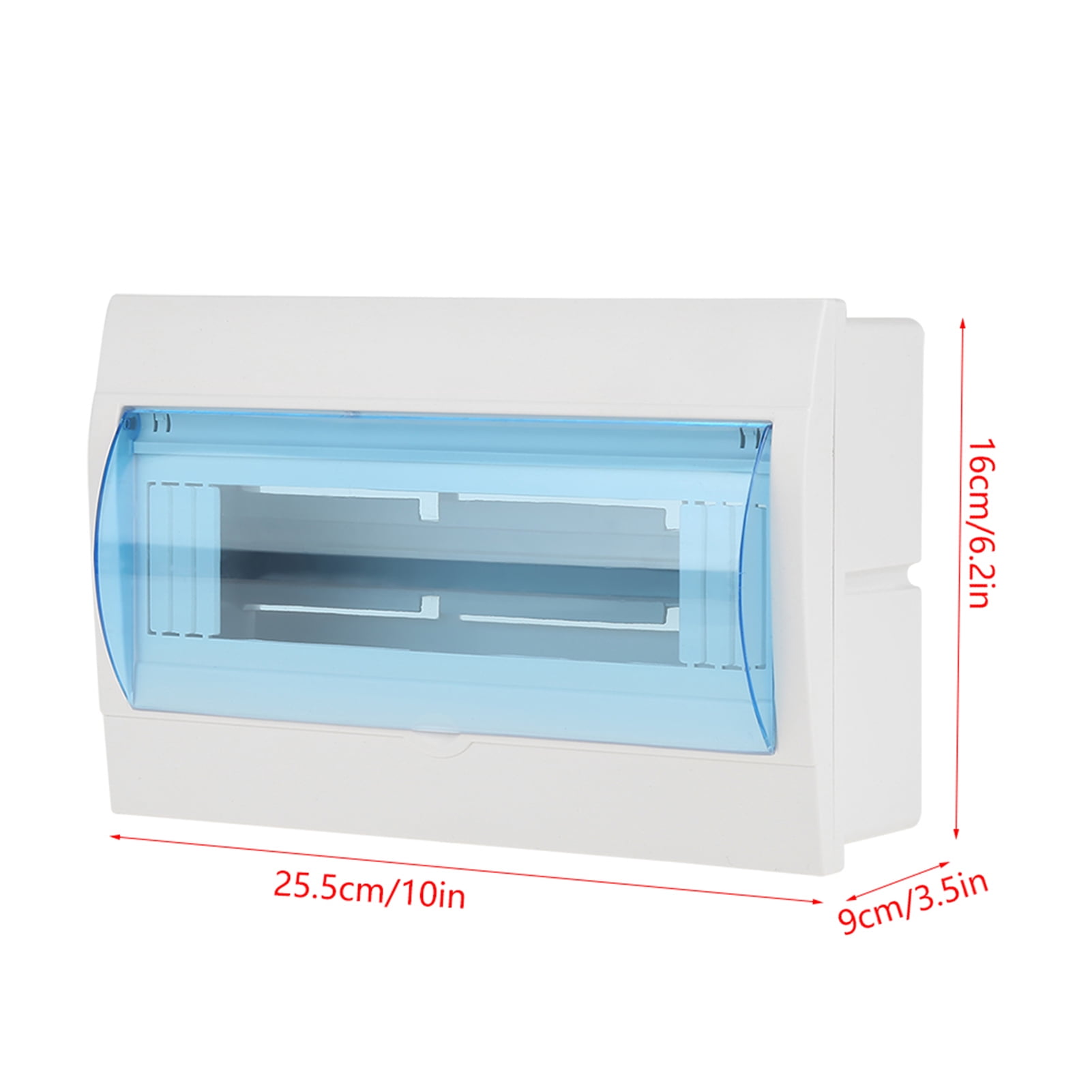 Yajisi Plastic Distribution Protection Box For 9-12 Ways Circuit Breaker Indoor On The Wall Panel Circuit Distribution Box With Transparent Blue Cover, Ideal For Home Hotel Shop, 10 inches / 25.4 cm