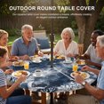 thumbnail image 3 of Round Outdoor Tablecloth with Umbrella Hole and Zipper, Nautical Coastal Tablecloth with Elastic Waterproof, Vintage Ocean Coral Starfish Shells Navy Blue Patio Table Covers for 31" - 35" Tables, 3 of 9