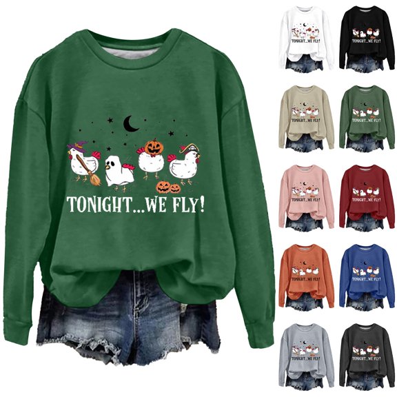 YVNAURA Women's “Ladies Tonight WE FLY” Letter Print Hoodie Oversized Witch Halloween Pullover Sweatshirt Hocus Pocus Graphic Top for Spooky Season Party Daily Wear 1 Pack, JN,L