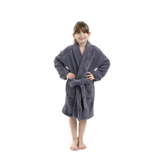 Microfiber Fleece Shawl Robe for Girls BC BARE COTTON Grey