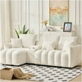 thumbnail image 2 of JERFIT Large 92" Off White Teddy Fabric Corner Sofa with USB Charging, Center Console & Coffee Table for Living Room, 2 of 10