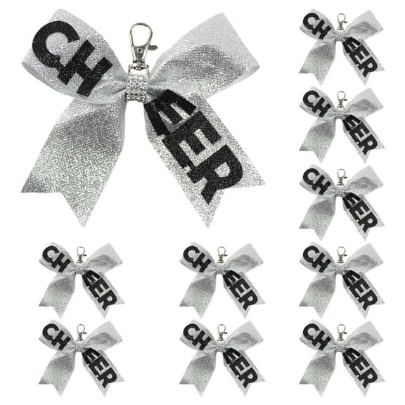Fogun Pack Of 10 Cheer Bowknot Keychains Rhinestones Accent Keyrings Pendant For Teen Girls Cheerleading Sports Accessories