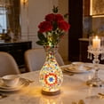 thumbnail image 4 of USB Glass Vase LED Night Light 13.77In Mediterranean Geometric Pattern 2 In 1 Vase Ambient Lamp 3 Level Dimming Flicker Light for Bedroom Bedside Living Room Homestay Housewarming Holiday Gift Decor, 4 of 6