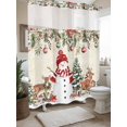 thumbnail image 4 of Xmas Snowman Pine Tree Elk Snowflake No Hooks Shower Curtain with Snap in Fabric Liner Set, Poinsettia Retro Letter Shower Curtains Waterproof Bathroom Curtain with See Through Top Window, 72x72 Inch, 4 of 6