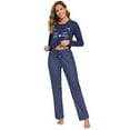 thumbnail image 4 of BEOEOSY Women's Pajama Set Long Sleeve Cat Print Tops and Polka Dot Pants Pjs Sets Navy Blue Medium, 4 of 6