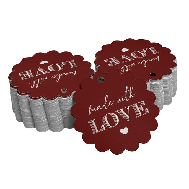 Inkdotpot Real Silver Foil Made With Love Text Tags Favor Hang Paper Tags 100 Pieces