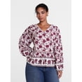 thumbnail image 2 of Scenario Women's Gathered Yoke Blouse with Long Sleeves, Sizes XS-XXXL, 2 of 5