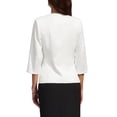 thumbnail image 3 of INSPIRE CHIC Women's V Neck Blazer Business Collarless Work 3/4 Sleeve 1 Button Suit S White, 3 of 5