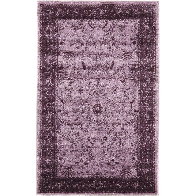 Unique Loom La Jolla Collection Tone Traditional Area Rug, 3 Feet 3 Inch x 5 Feet 3 Inch, Violet/Dark Purple