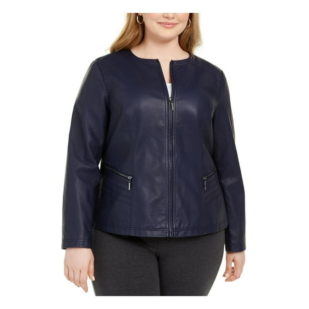 Alfani - Alfani Womens Plus Faux Leather Fall Jacket - Walmart.com ...