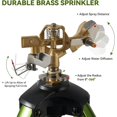 thumbnail image 2 of Tripod Sprinklers for Yard,Nalupatio Sprinkler on Tripod Base,Heavy Duty Brass Sprinklers,360 Degree Large Area Irrigation,3/4 Inch Connector Sprinkler with Legs Flip Locks for Lawn/Yard,1 Pack, 2 of 8