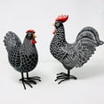 thumbnail image 2 of resin black and white resin hen & rooster with metal feet. boxed set. 13x8.5x4", 2 of 2
