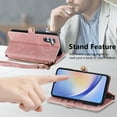 thumbnail image 4 of SaniMore for Samsung Galaxy A34 5G (6.6" 2023) Case, PU Leather Embossed Lines Wristlet Zipper Cash Pocket Card Slots Magnetic Flip Stand Full Protective TPU Shell Anti-drop Business Design, Pink, 4 of 10