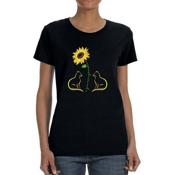 Kittens W Sunflower T-Shirt Women -Smartprints Designs, Female x-Large