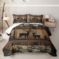 thumbnail image 2 of Erosebridal Brown Rustic Deer Twin Quilt Set for Women Men, Wooden Plank Farmhouse Twin Coverlet Set, 2 Pieces, 2 of 7