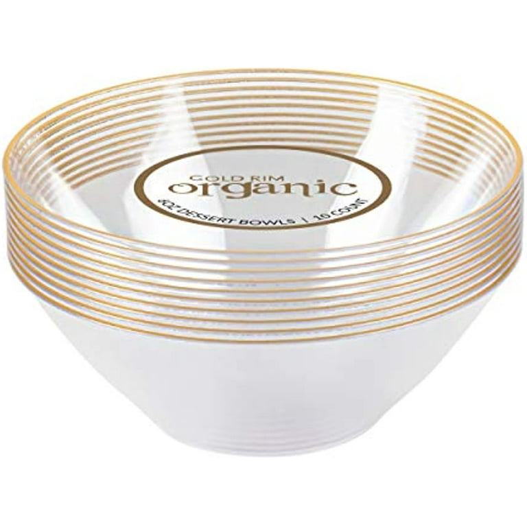 Exquisite Gold Disposable Plastic Bowls - 50-Count - 12 Oz - Party, Wedding  & Dinner 