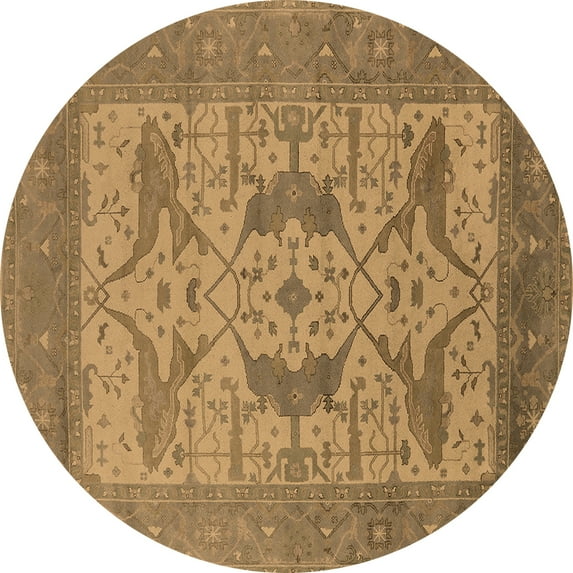 Ahgly Company Indoor Round Oriental Brown Industrial Area Rugs, 5' Round