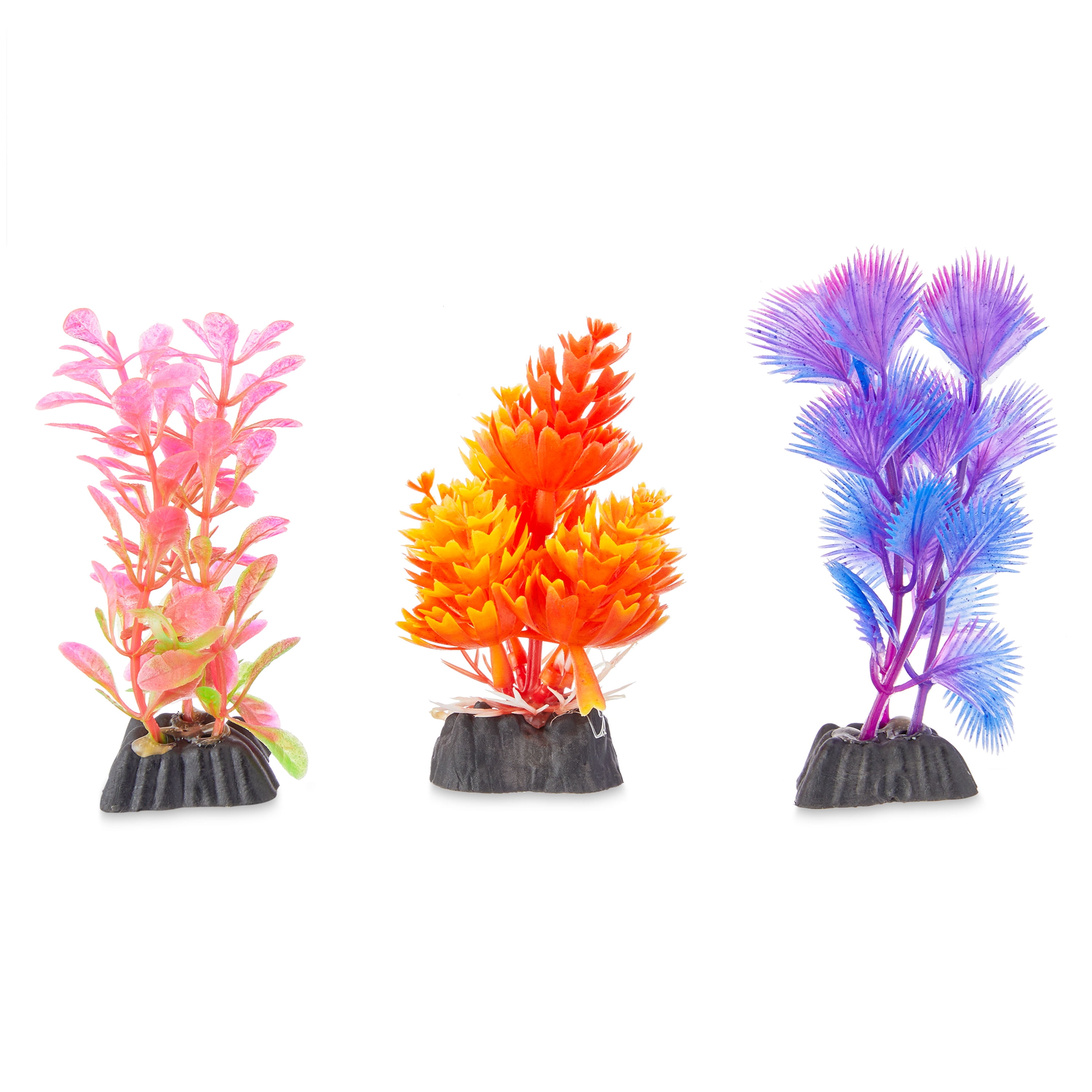 (2 pack) Aqua Culture Foregrounder Plastic Aquarium Plants - Multicolored - 3 Count Per Pack
