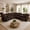 Brown-078, variant on Power Reclining Sectional Sofa with Wireless Charger,6-Seater Faux Fur Sectional with Recliners,Hidden Cup Holders,Storage Console,USB & Type-C Ports,Brown
