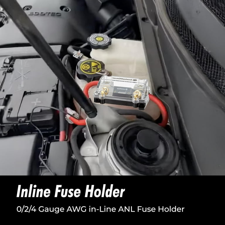Digiten Portafusibile ANL In-Line Per Cavi 0/2/4 AWG - Con Fusibile 250A Placcato Oro, Per Impianti Audio Auto - 3