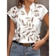 thumbnail image 2 of Camisa de manga corta para mujer, camisa con cuello en V, camisa estampada a la moda, Top informal suelto de verano, blanco XXL, 2 of 5