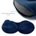 thumbnail image 2 of Inflatable Air Pump Travel Neck Pillow Comfortable U-Shape Airplane Support Cushion Velvet Dark Blue, 2 of 4